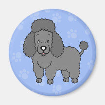 Cartoon Black Poodle Magnet