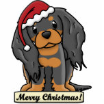 Cartoon Black & Tan Cavalier Christmas Ornament Photo Cut Outs