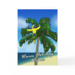 Cartoon Blue and Gold Macaw Christmas Card
