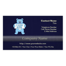 Cartoon Blue Bear I Luv Mom (I Love Mom) Business Card Template