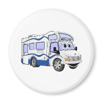 Cartoon Blue Camper Fridge Magnets
