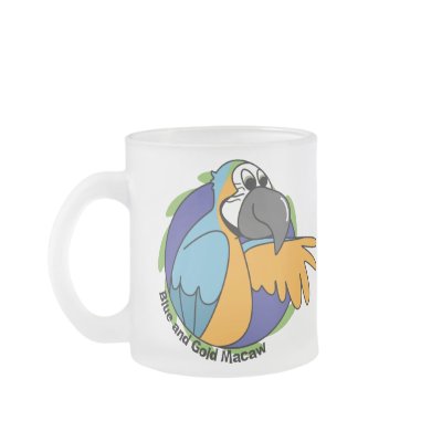 Cartoon Blue & Gold Macaw Mug by MenagerieMayhem