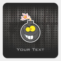 Cartoon Bomb; Rugged Square Stickers