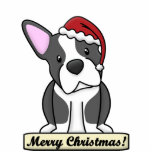 Cartoon Boston Terrier Christmas Ornament Photo Cutouts