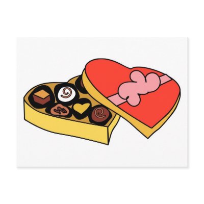 Cartoon Box of Chocolates Postcards by White_Wedding