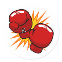 Cartoon Boxing Gloves Round Sticker