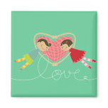 Cartoon Boy and Girl in Love Valentine Magnet