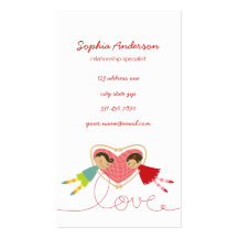 Cartoon Boy Hearts Girl Love Cute Profile Card / Business Card Template