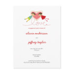 Cartoon Boy Hearts Girl Love Invitation Postcard