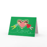 Cartoon Boy Hearts Girl Love Valentine's Day Card