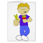 Cartoon Boy With French Fries Greeting Card