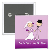 Cartoon bride and groom buttons