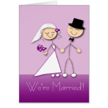 Cartoon bride and groom greeting cards
