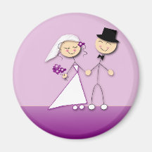 Cartoon bride and groom magnets