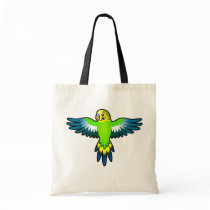 Cartoon Budgie / Parakeet Tote Bags