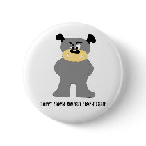 Cartoon Bull Dog Fight Club Fan Pinback Button