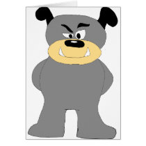 Cartoon Bull Dog Fight Club Fan Greeting Card