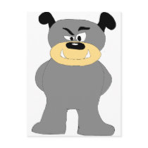 Cartoon Bull Dog Fight Club Fan Post Card