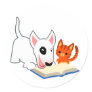 Cartoon Bullie and Kitty with Book Sticker