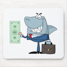 Cartoon Business Shark Holding Cash Mousepads