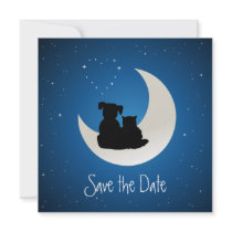 Cartoon Cat and Dog - Save the Date invitation