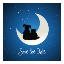 Cartoon Cat and Dog - Save the Date invitation