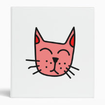 Cartoon Cat Face 3 Ring Binder