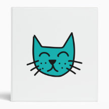Cartoon Cat Face 3 Ring Binders