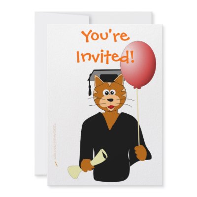 Cartoon Cat Graduation Invitation Template by alinaspencil