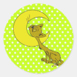 Cartoon Cat Howling At The Moon Stickers