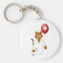 Cartoon Cat Nurse with Balloon Key Chain