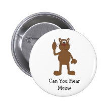 Cartoon Cat With Cell Phone Button