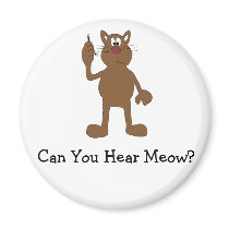 Cartoon Cat With Cell Phone Refrigerator Magnets