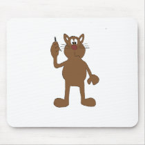Cartoon Cat With Cell Phone Mouse Pad