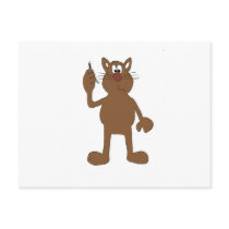 Cartoon Cat With Cell Phone Postcards