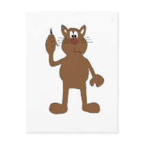 Cartoon Cat With Cell Phone Postcards