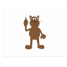 Cartoon Cat With Cell Phone Postcards