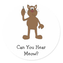Cartoon Cat With Cell Phone Round Stickers