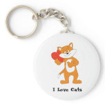 Cartoon Cat With Heart Key Chains