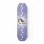 Cartoon Cavalier King Charles Spaniel skateboards