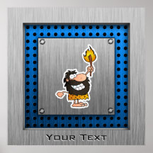 Cartoon Caveman; Metal-look Print