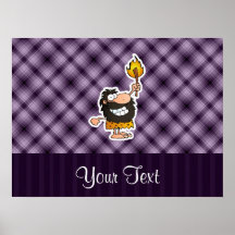 Cartoon Caveman; Purple Poster