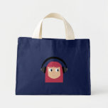 Cartoon character girl with headphones bag