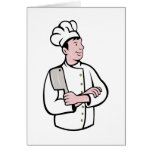 cartoon Chef cook holding meat cleaver knife cards