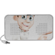Cartoon Chef Pointing at Sign Mini Speakers