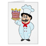 Cartoon chef with cake greeting cards