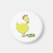 Cartoon Chicken and Eggs Magnet