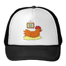 Cartoon Chicken in Nest Home Sweet Home Hat