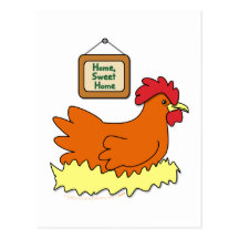 Cartoon Chicken in Nest Home Sweet Home Post Card