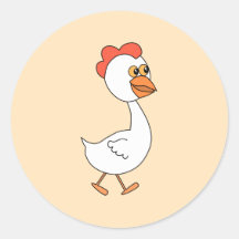Cartoon Chicken. Round Sticker